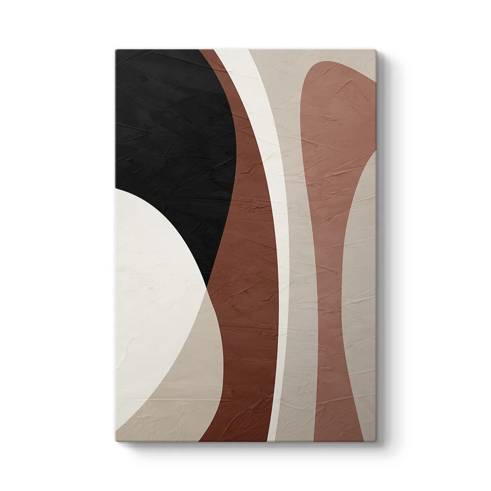 Modern Terracotta ve Siyah Akışkan Soyut Tablo